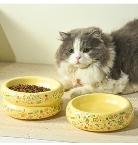 Doe Pet Bol en céramique surélevé de forme arrondie pour animaux de compagnie, avec large ouverture - Product Image 1