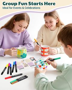 Kiocure-Kit de <span class=keywords><strong>pintura</strong></span> <span class=keywords><strong>para</strong></span> adultos, 2 <span class=keywords><strong>tazas</strong></span> de cerámica, bolígrafos de 12 Colores, apto <span class=keywords><strong>para</strong></span> lavavajillas, regalo de San Valentín - Product Image 4