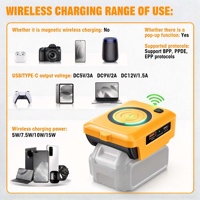 Adaptateur de chargeur sans fil pour batterie 18 V 20 V Qi 15 W Charge rapide Double USB Type C Batterie externe portable Cadeau de Noël Garage Van