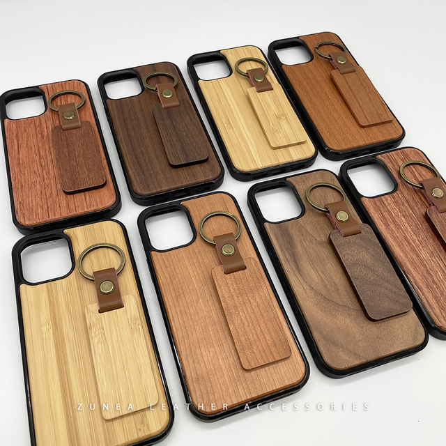 Engraved Printed Plain Cherry Wooden Gift Set Bamboo Walnut Real Natural Wood Hard Phone Case for iPhone 14 Pro Max