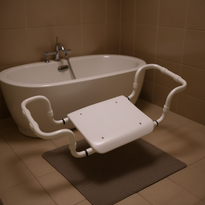 Sedile da Bagno Regolabile in Polipropilene, Telaio Bianco, Lunghezza 30 cm, Larghezza 40 cm, Attrezzatura di Sicurezza per il Bagno - Product Image 3