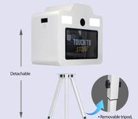 Tripod LCD 21,5 Inci 1080P untuk Photo Booth, Tripod yang Dapat Disesuaikan Ketinggiannya dan Dua Lampu Isi Ulang dengan Kecerahan yang Dapat Disesuaikan, Photobooth Layar Sentuh