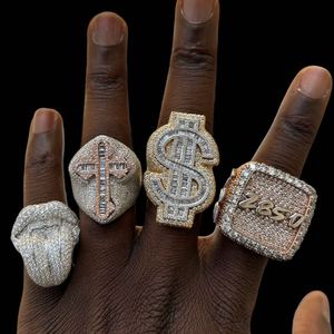 خاتم مخصص لأحرف مغني الراب الهيب هوب مثلج VVS المويسانيتي والماس الاسترليني خاتم الفضة المويسانيتي المخصص - Product Image 5