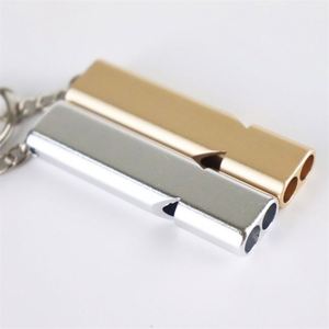 Silbato de alarma de aleación metálica con logotipo personalizado al por mayor, llavero de autodefensa, silbato de seguridad antilobo para emergencias al aire libre - Product Image 6