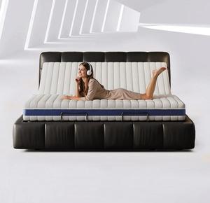 <span class=keywords><strong>Letto</strong></span> Matrimoniale Smart con Doppio Motore, Rivestimento in Pelle di Prima Qualità, Testiera Regolabile, Movimento Zero, Controllo App e Telecomando, Design Contemporaneo Minimalista - Product Image 1