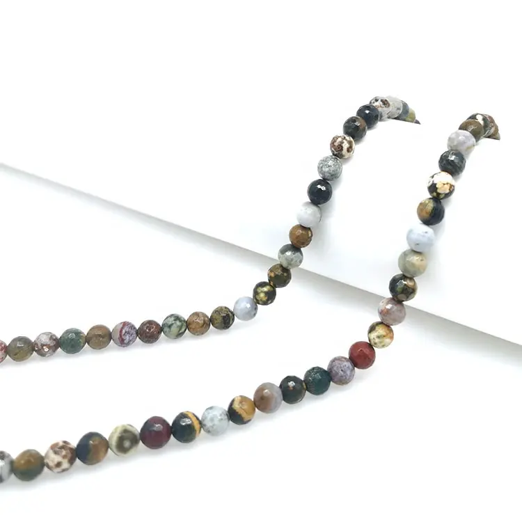 Collier en perles naturelles, gemme pour la fabrication de bijoux, 8mm, agate d'océan, DIY, vente en gros