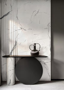 Plans de travail de salle de bain en marbre artificiel Calaccatta imprimé en 3D moderne, découpés sur mesure, revêtement mural de salle de douche poli - Product Image 1