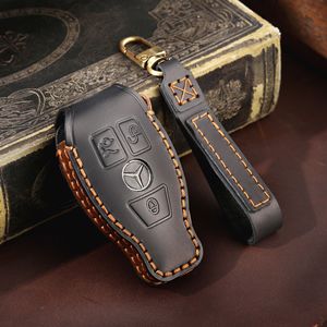 Funda de cuero genuino para llavero de coche para mercedes-benz A/B/C/E/S/G/R/V-Class GLE/GLC/GLA/CLA/CLS/<span class=keywords><strong>GLK</strong></span>/GLS viano Vito <span class=keywords><strong>Maybach</strong></span> - Product Image 1