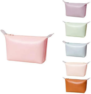 Nueva Bolsa de Cosméticos Impermeable de PU, Bolsa de Aseo, Almacenamiento de Mano, Bolsa de Cosméticos de Color Caramelo al por Mayor - Product Image 4