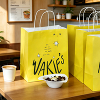 Sacs en papier kraft biodégradables personnalisés avec logo imprimé, pour la restauration à emporter, les repas légers, les emballages alimentaires, avec poignées
