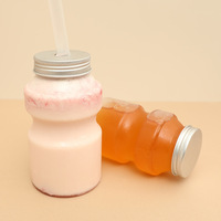 Bouteilles de boisson en PET de 500 ml jetables en gros avec bouchon en aluminium, impression offset, bouteilles de thé au lait tendance, en stock
