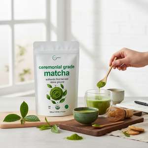 Té <span class=keywords><strong>Verde</strong></span> <span class=keywords><strong>Matcha</strong></span> Orgánico de Grado Ceremonial en Polvo, Té Saludable para Adelgazar, Paquete de 100g, Bolsa y Caja Reciclables - Product Image 4