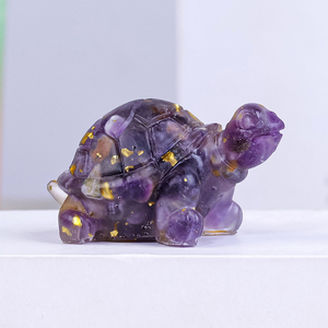 Piedra curativa hecha a mano, decoración de <span class=keywords><strong>tortuga</strong></span>, Chips de cristal Natural, resina epoxi, estatuilla de <span class=keywords><strong>tortuga</strong></span> para Feng Shui - Product Image 4