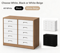 Armoire en acier moderne à plusieurs tiroirs, 12 tiroirs avec 2 serrures à clé, couleur blanc et café, rangement pour la maison, le bureau et l'école
