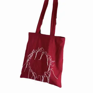लाल रेखा कैनवास बैग सरल ठोस रंग सौ थोक कपास बैग व्यक्तिगत लाल क्रिसमस उपहार