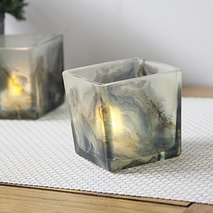 Nouveauté : Porte-bougie carré en verre de 8 cm, carte du <span class=keywords><strong>monde</strong></span> colorée, dîners aux chandelles, bougies parfumées DIY, pots à bougies - Product Image 2