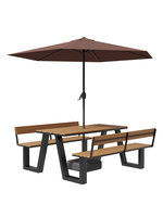 Ensemble de mobilier de jardin en fer : Banc de parc, table et chaises avec dossiers, design minimaliste et moderne