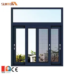 Modern Design Insulated Thermal Break Black Aluminum Profile Framed Double Glazed Glass Anti-mosquito Multi Sliding Window