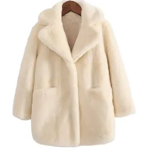 Manteau d'hiver chaud en fausse fourrure de lapin pour femme, Style coréen