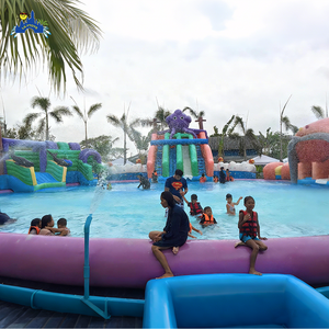 Parc aquatique gonflable rond extérieur pour équipements de jeux aquatiques, zone de divertissement aquatique - Product Image 5