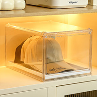 Boîte de rangement transparente en PET GREENSIDE, grande taille, style moderne minimaliste, pour casquettes de baseball, anti-poussière, pliable, pour bureau