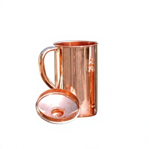 Pichet en cuivre martelé vintage avec poignée en laiton, capacité 1,7 L, écologique, durable, fait main, logo personnalisé, carafe à boisson pour mariage - Product Image 5