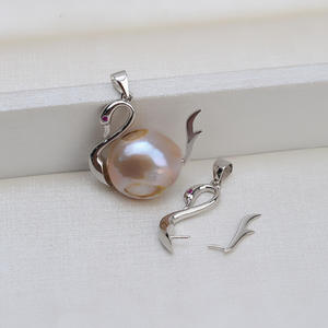 จี้เงินแท้ S925 รูปหงส์บาโรก สำหรับทำเครื่องประดับไข่มุก ถาดเปล่าสำหรับไข่มุก 1417 จี้และชาร์มไข่มุก - Product Image 1