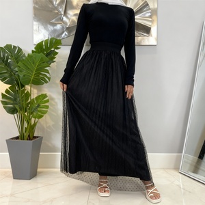 <b>Summer</b> Flowy Black Polka Dot Mesh Maxi <b>Skirt</b> with High Waist for Women Elegant Casual Party Daily Wear (2182) - Product Image 4