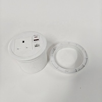 Prise de courant encastrée ronde pour bureau, 90 mm, Royaume-Uni, avec PD20W USB-C et prise RJ45 CAT6 pour la maison et le bureau