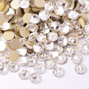 Strass en verre doré SS6-SS30, cristal AB, non thermocollants, haute qualité, pierres plates pour nail art, bricolage et décorations - Product Image 1