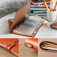 Cuaderno de Viaje Retro Recargable, Cuaderno Vintage Hecho a Mano con Forro de Cuero, Insertos de Plástico Elástico, Grabado Láser, para Tomar Notas