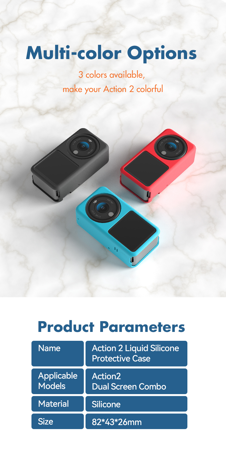 Telesin Camera Accessories Liquid Silicone camera case protective shell Rubber Sleeves for DJI Action 2 Camera