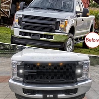 Grille avant en maille avec feux de positionnement LED ambre et lettres style Raptor, noir mat, pour Ford F-250 F-350 Super Duty 2021-2024