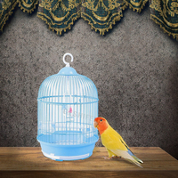 Cage à oiseaux suspendue ronde avec dôme, pour perruches et perruches rouges, en fil métallique bleu, avec plateau amovible, mangeoire, abreuvoir et perchoir, durable et de qualité supérieure