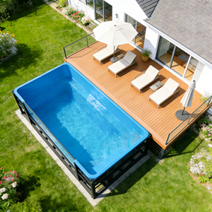 Piscina portátil con marco de metal y ventana de acrílico para actividades familiares al aire libre, piscina con marco de fibra de vidrio - Product Image 3