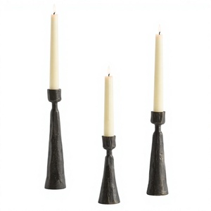 Handicrafts Iron <b>Candlestick</b> Holders <b>Black</b> Finish Taper Candle Holder Set for Home Wedding Parties Tableware Decoration - Product Image 1