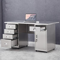 Table de bureau en métal de bureau en acier inoxydable 304 avec tiroirs Table d'ordinateur de poste de travail médical établi de salle blanche