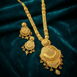 Venta al por mayor de collares largos de microoro de 14K 18K 24K, conjunto de joyería de diseño tradicional, conjunto de joyería de moda relleno de oro de latón. - Product Image 1