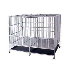 <span class=keywords><strong>Cage</strong></span> à chien pliable de luxe en acier inoxydable de grande taille avec base roulante, forme carrée durable pour une utilisation intérieure et extérieure en toutes saisons - Product Image 6