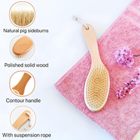 Brosse corporelle naturelle pour brossage à sec, brosse à sec avec manche en bois profilé, brosse de bain, brosse pour les pieds pour la circulation sanguine