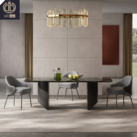 Ensemble de table à manger en marbre italien moderne avec chaises pour la maison, l'appartement, la villa - 6 places, meubles de salle à manger de luxe
