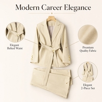 Ensemble blazer et pantalon pour femme de haute qualité, tenue de travail sophistiquée, ensemble deux pièces