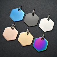 Placa de Identificación Personalizada para Mascotas con Grabado Láser Hexagonal, Etiqueta de Acero Inoxidable en Blanco para Perros, Colgante de Metal con Logotipo Personalizado