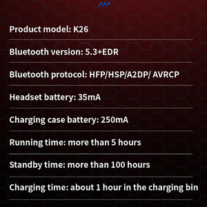 K26 Nhỏ Mát Mẻ Thiết Kế Mỏng Độ trễ Thấp Không Dây Chơi Game Earbuds Headphone Với Sạc Trường Hợp Được Xây Dựng Trong Mic Kép Trò Chơi Chế Độ Âm Nhạc - Product Image 4