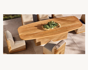 Table moderne en teck massif artisanale unique et de couleur brune pour patio, mobilier de jardin extérieur, meubles en bois faits à la main - Product Image 4