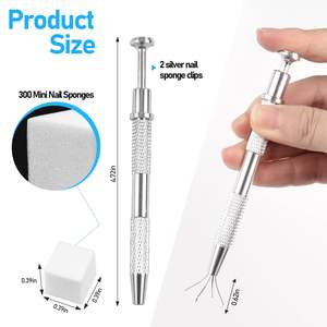 TAMAX NAT063 300 pièces Éponges à ongles en <span class=keywords><strong>silicone</strong></span> souple pour la création de nail art ombré, 2 stylos applicateurs pour dégradé d'ongles - Product Image 2