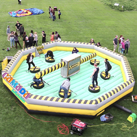 Jeu d'obstacles gonflable de défi pour adultes, thème 'Mechanical Meltdown Wipeout', en PVC, avec horloge rotative, pour fêtes, carnavals et événements sportifs