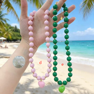 Colliers fantaisie avec pendentif cœur en acrylique et perles colorées pour femmes, pour les fêtes et la plage - Product Image 4