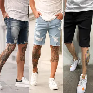 Ecovalson tùy chỉnh Skinny Jeans 2023 Thương hiệu Mới người đàn ông ripped quần short quần jeans quần ngắn sờn denim Kích thước S-3XL mới