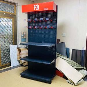 Xingye Factory White Metal Perforated Gondolas De Supermecados Rack Retail Publicidad Display Stand Estantes - Product Image 3